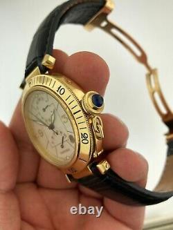 Cartier Pasha 38mm GMT Power Reserve Date 18k Yellow Gold # 2395 #W3014456 Auto