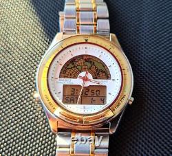 Casio Aw-211u World Time Gmt Analog Digital Two Tone Jdm Vintage Aq Ad Aw-21