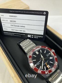 Christopher Ward C60 Trident GMT 600 Red Bezel Slightly Used