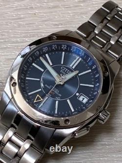 Citizen Attesa GMT Watch World Time Quartz H116 T012612 Mens wrist 16cm