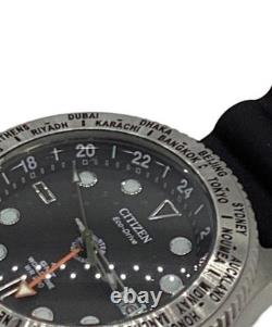 Citizen B877-0087T01 GMT World Time Black Leather Men's Watch
