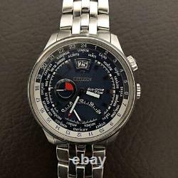 Citizen BR0017-57E GMT World Time Eco-Drive Solar Mens Watch Authentic Working