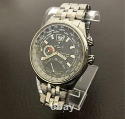 Citizen BR0017-57E GMT World Time Eco-Drive Solar Mens Watch Authentic Working