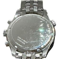 Citizen Eco-Drive Chronograph Watch Men 43mm Silver World Time Runs AS-IS