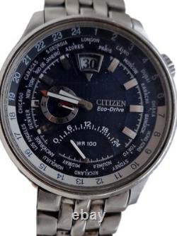 Citizen Eco-Drive GMT World Time J304 Blue Dial Rare Japan-Only Used