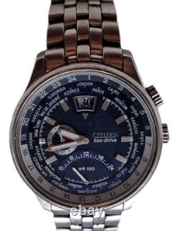 Citizen Eco-Drive GMT World Time J304 Blue Dial Rare Japan-Only Used
