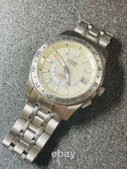 Citizen Eco Drive GMT World Time Wristwatch Stainless 42mm Solar Japan Made Citizen Eco Drive GMT World Time Wristwatch Stainless 42mm Solar Japan Made
