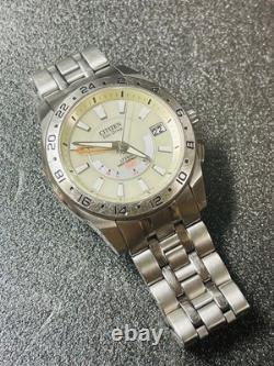 Citizen Eco Drive GMT World Time Wristwatch Stainless 42mm Solar Japan Made