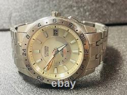 Citizen Eco Drive GMT World Time Wristwatch Stainless 42mm Solar Japan Made