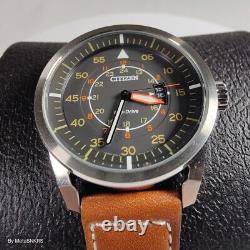 Citizen Eco Drive Weekender Watch Men's Grey Brown Orange Stainless AW1361-10H