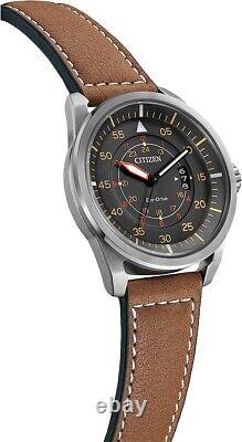 Citizen Eco Drive Weekender Watch Men's Grey Brown Orange Stainless AW1361-10H