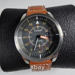 Citizen Eco Drive Weekender Watch Men's Grey Brown Orange Stainless AW1361-10H