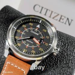 Citizen Eco Drive Weekender Watch Men's Grey Brown Orange Stainless AW1361-10H