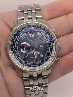 Citizen Eco-Drive World Time GMT Men's Watch Blue Dial BJ9121-57L Boxed