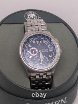 Citizen Eco-Drive World Time GMT Men's Watch Blue Dial BJ9121-57L Boxed