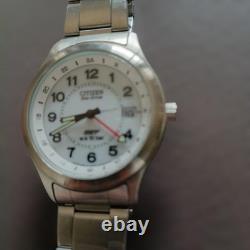 Citizen Eco-Drive Wristwatch GMT Silver Stainless Date Ready to Use Now