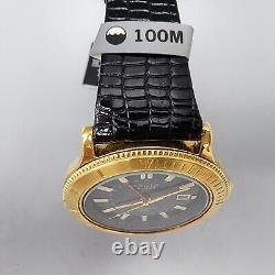 Citizen GMT Watch Men Gold Tone Black Dial Date 39mm Round 6117-G06935 New Batt