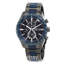 Citizen Perpetual Alarm World Time Chronograph GMT Black Dial Watch AT8187-75E