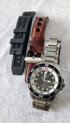 Citizen Promaster BJ7110-11E Eco-Drive GMT Super Titanium Diver with Extra Bands