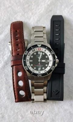Citizen Promaster BJ7110-11E Eco-Drive GMT Super Titanium Diver with Extra Bands