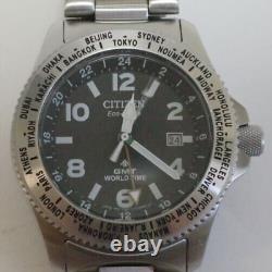 Citizen Promaster Eco-Drive BJ7100-82E Date 42mm Men's World Time GMT Watch Used