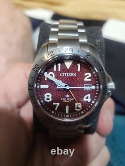 Citizen Promaster Land GMT Eco-Drive Red Dial Mens Watch BJ7150-50W