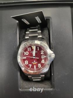 Citizen Promaster Land GMT Eco-Drive Red Dial Mens Watch BJ7150-50W