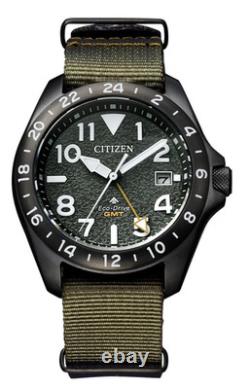 Citizen Promaster Land GMT Sapphire Glass Nylon Strap Military Green- BJ7155-05X