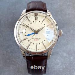 Cream Dial 20ATM Dive NH34 GMT Dual Time Zone Domed Sapphire Automatic Watch Men