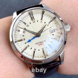 Cream Dial 20ATM Dive NH34 GMT Dual Time Zone Domed Sapphire Automatic Watch Men