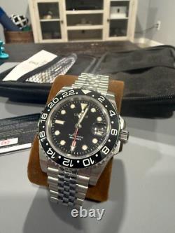 Cronos GMT Dual-Time Automatic 200m L6020 Dive Watch ALL BLACK
