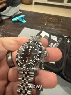 Cronos GMT Dual-Time Automatic 200m L6020 Dive Watch ALL BLACK