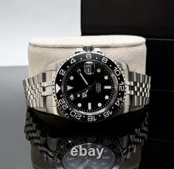 Custom 40mm Black GMT Style Mod Watch Jubilee Band with NH34 Automatic