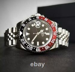 Custom 40mm Coke GMT Style Sub Mod Watch Jubilee Bracelet with NH34 Automatic