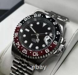 Custom 40mm Coke GMT Style Sub Mod Watch Jubilee Bracelet with NH34 Automatic
