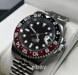 Custom 40mm Coke GMT Style Sub Mod Watch Jubilee Bracelet with NH34 Automatic