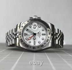 Custom 40mm EX2 GMT Polar White Dial Mod Watch Jubilee with NH34 Automatic