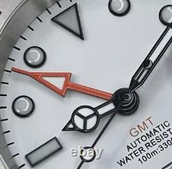Custom 40mm EX2 GMT Polar White Dial Mod Watch Jubilee with NH34 Automatic