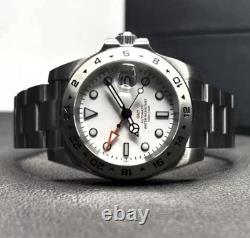 Custom 40mm EX2 GMT Style Polar White Dial Mod Watch with NH34 Automatic