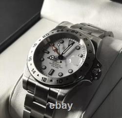 Custom 40mm EX2 GMT Style Polar White Dial Mod Watch with NH34 Automatic