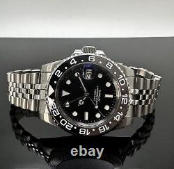 Custom 40mm GMT Diver Bruce Wayne Black Grey Mod Watch with NH34 Automatic