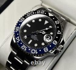 Custom 40mm GMT Style Batman Mod Watch with NH34 Automatic Bezel Lumes