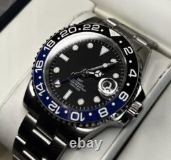 Custom 40mm GMT Style Batman Mod Watch with NH34 Automatic Bezel Lumes