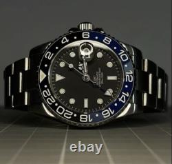 Custom 40mm GMT Style Batman Mod Watch with NH34 Automatic Bezel Lumes