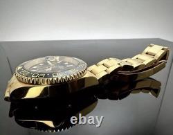 Custom 40mm GMT Style Black Gold Mod Watch Gold Case & Band with NH34 Automatic