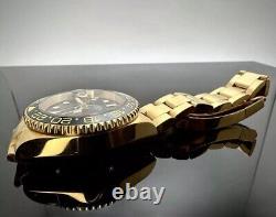 Custom 40mm GMT Style Black Gold Mod Watch Gold Case & Band with NH34 Automatic