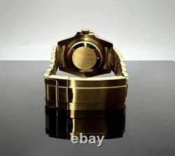 Custom 40mm GMT Style Black Gold Mod Watch Gold Case & Band with NH34 Automatic