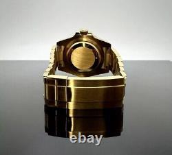Custom 40mm GMT Style Black Gold Mod Watch Gold Case & Band with NH34 Automatic