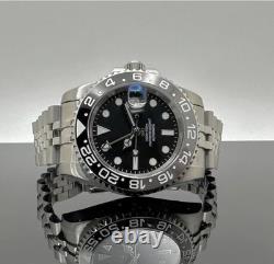 Custom 40mm GMT Style Diver Bruce Wayne Black Grey Mod Watch NH34 Automatic