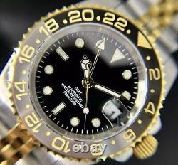 Custom 40mm GMT Style Two Tone Gold Mod Watch with NH34 Automatic Movement